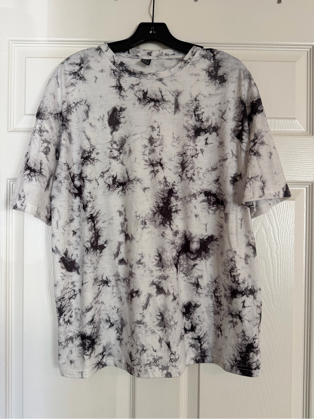 SHEIN Black & White Marble Tie-Dye Short Sleeve Tee